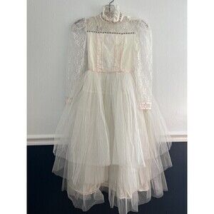 Vintage Jessica McClintock Lace Flower Girl Wedding First Communion Dress Size 8
